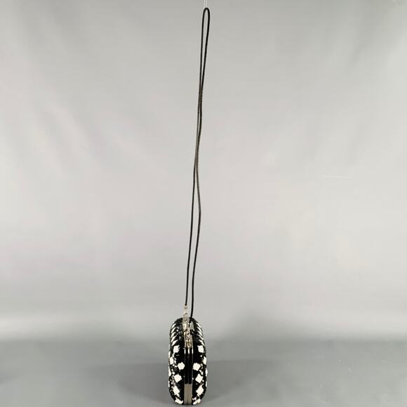 BALENCIAGA Black White Sequined Evening Handbag - Picture 4 of 6
